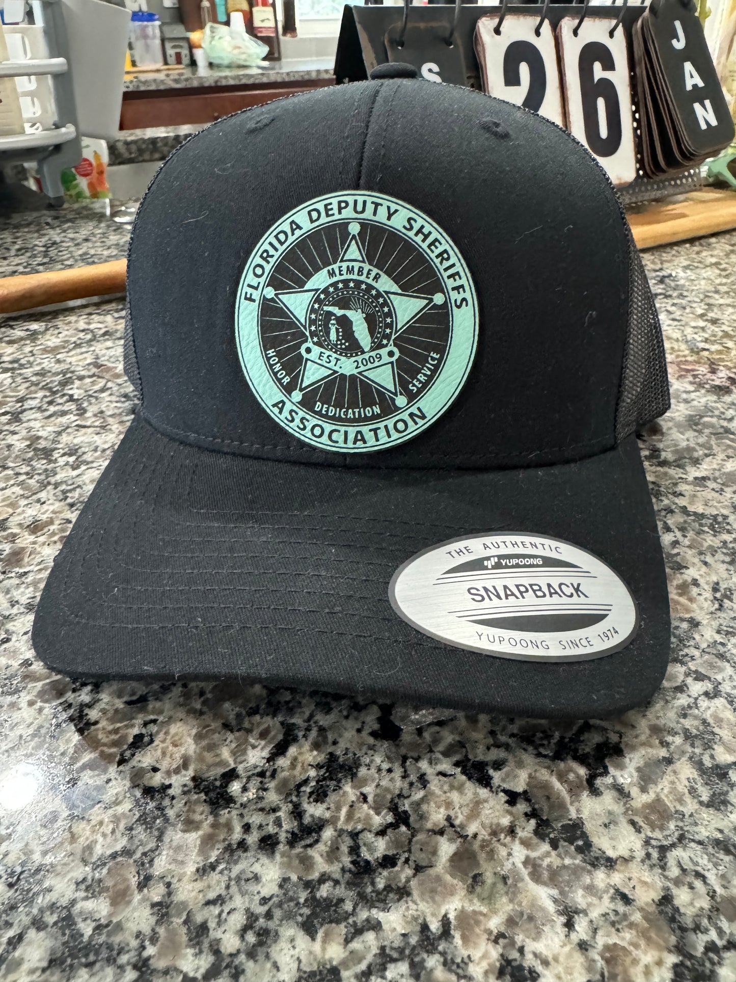 FDSA black SnapBack - Teal engraved logo