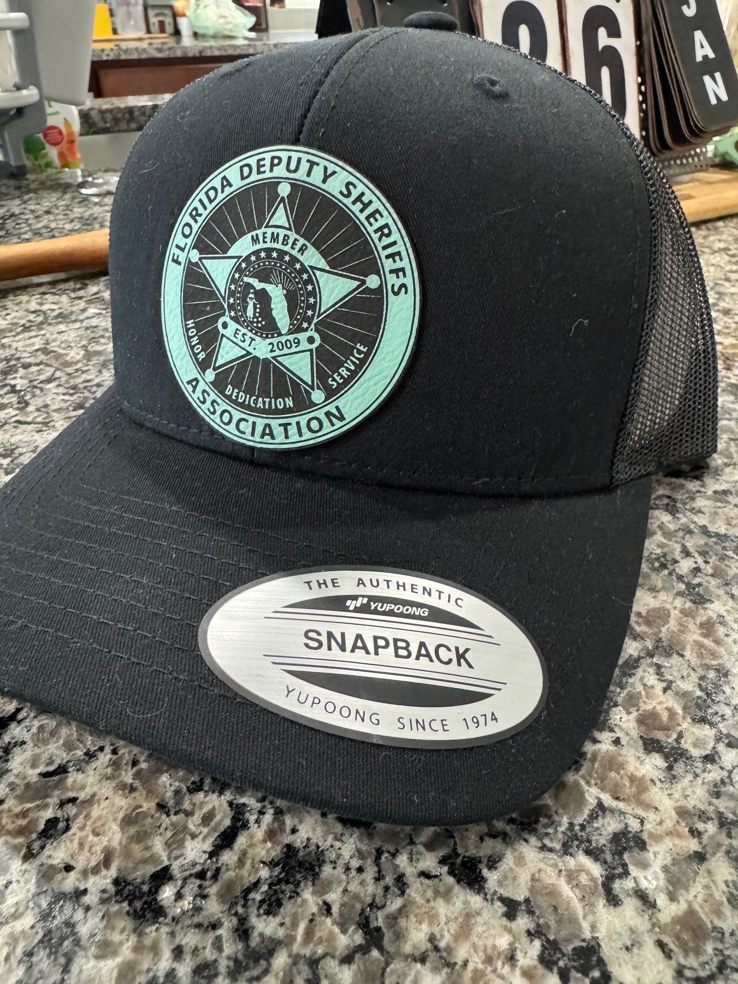 FDSA black SnapBack - Teal engraved logo